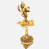Brass Dancing Ganesha Over Ethnic Legs Five Oil Wick Diya (Golden)
