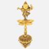 Brass Dancing Ganesha Over Ethnic Legs Five Oil Wick Diya (Golden)