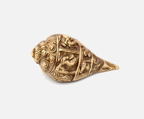 Ganesha Carving Brass Shankh Showpiece
