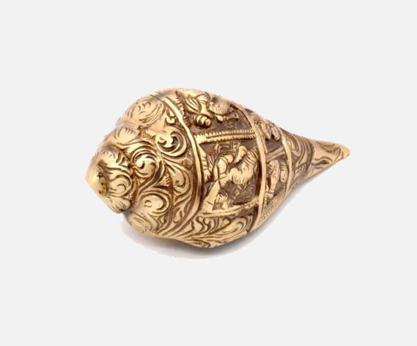 Ganesha Carving Brass Shankh Showpiece