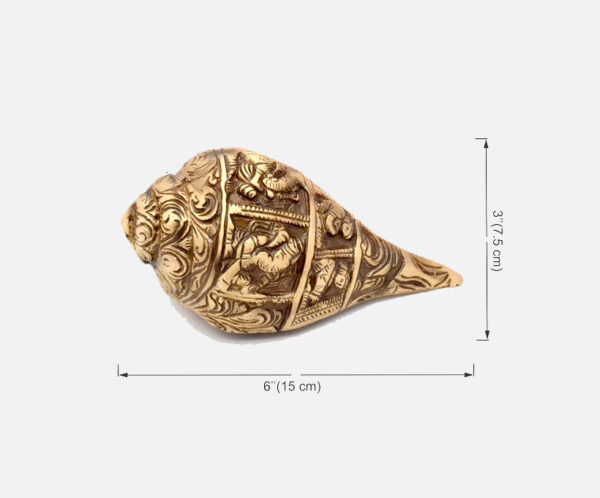 Ganesha Carving Brass Shankh Showpiece