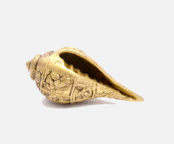 Ganesha Carving Brass Shankh Showpiece