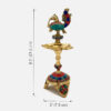 Gemstone Work Peacock Over Ethnic Carved Legs Five Oil Wick Brass Diya