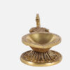 Gemstone Work Dancing Ganesha Over Ethnic Legs Five Oil Wick Brass Diya