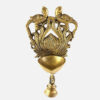 Brass Ethnic Twin Peacock Design Wall Hanging Diya with Bell