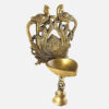 Brass Ethnic Twin Peacock Design Wall Hanging Diya with Bell