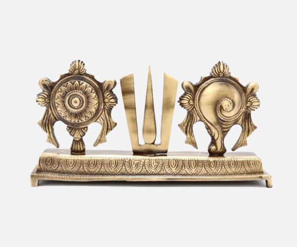 Brass Shankh Chakra Namah Showpiece