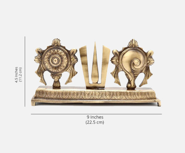 Brass Shankh Chakra Namah Showpiece