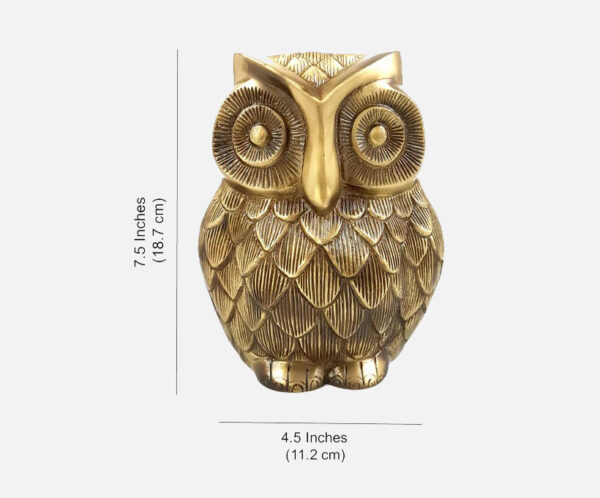 Brass Vintage Owl 8 Inches Showpiece Figurine